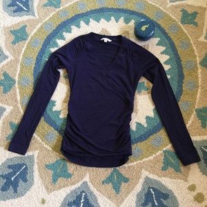 CAbi V-neck Soft Ruched Purple Top